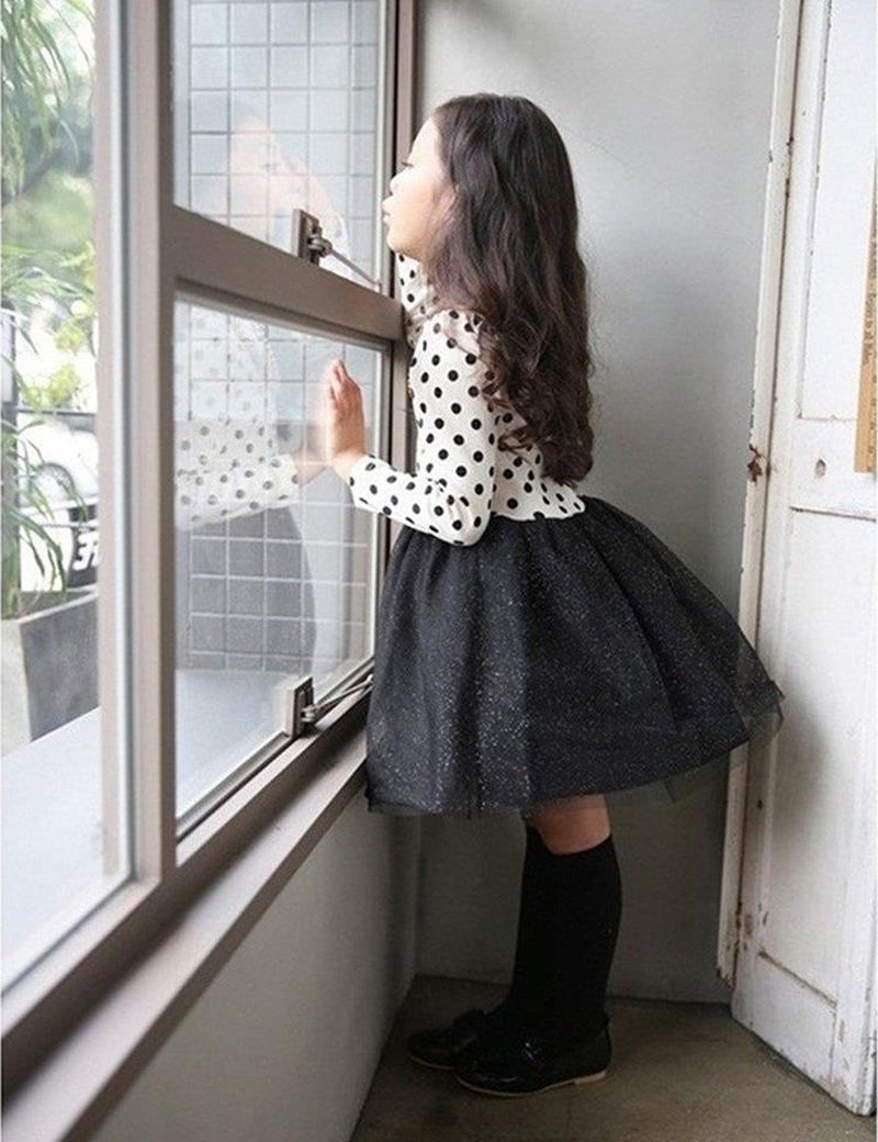 NNJXD Toddler Girl Polka Dotted Multilayer Ruffled Long Sleeve Tutu Party Dresses (3-4 Years, White) - Image 5